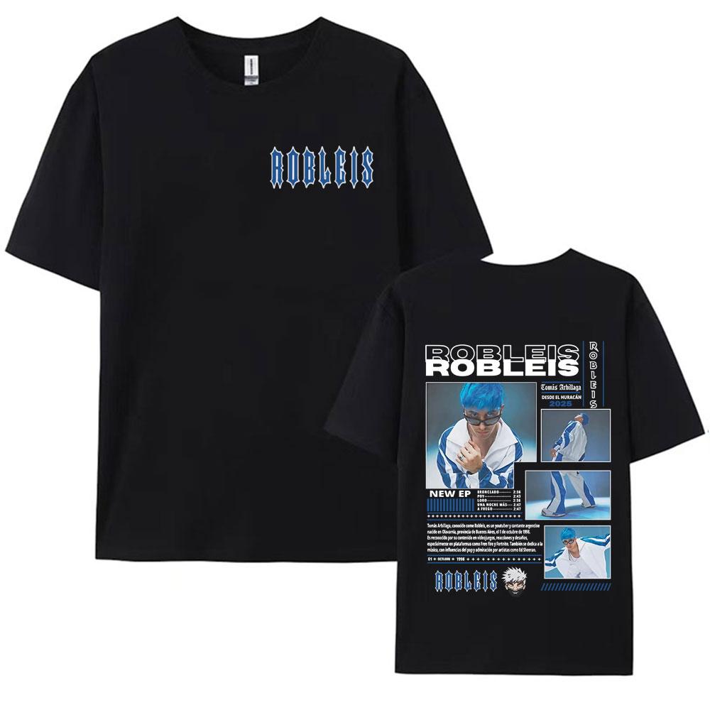 Rapper Robleis Album Tour 2025 Cover Tee Shirt Men Women Summer Harajuku High Street Oversized Tshirt Pop Music Cotton T Shirts