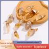 Natural Citrine Crystal Chip Electroplated Raw Stone Pendant Necklace