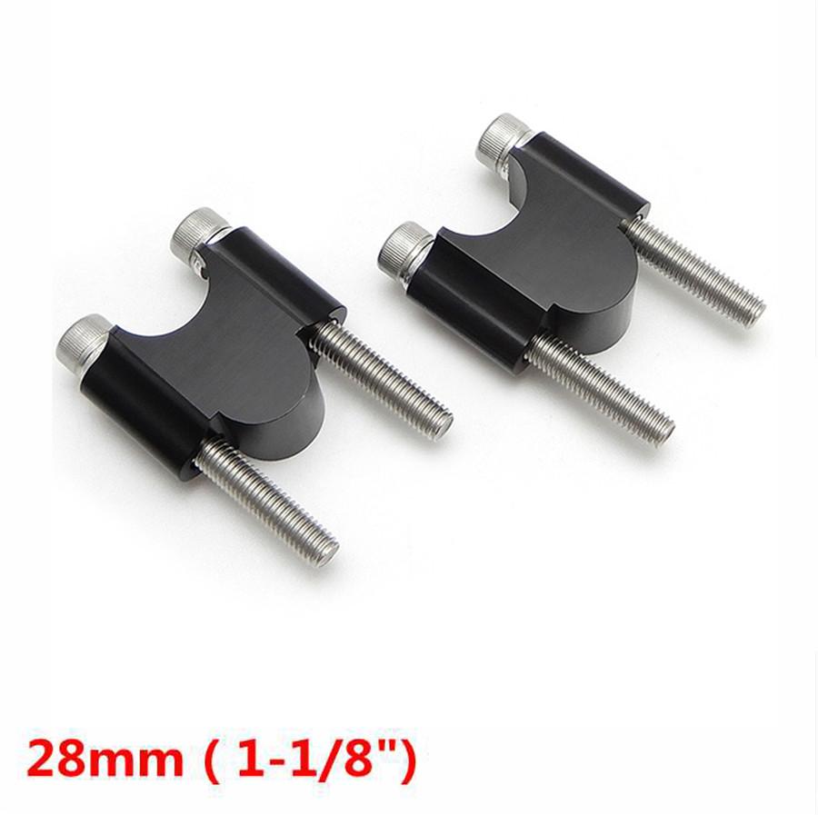 2 Pcs 28mm CNC Black Motorcycle ATV Scooter 1 1/8" Handlebar Riser Clamp Mount