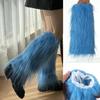 Faux Fur Leg Warmers Women Solid Color Fuzzy Long Boot Covers Fluffy Shaggy Leg Warmers for Christmas Costume Nightclub Street Wear
