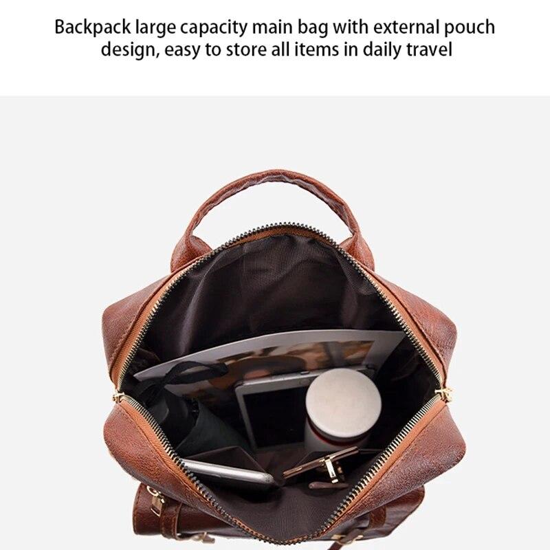 Винтажная женская сумка, кожаный женский рюкзак большой емкости для ежедневных поездок и путешествий