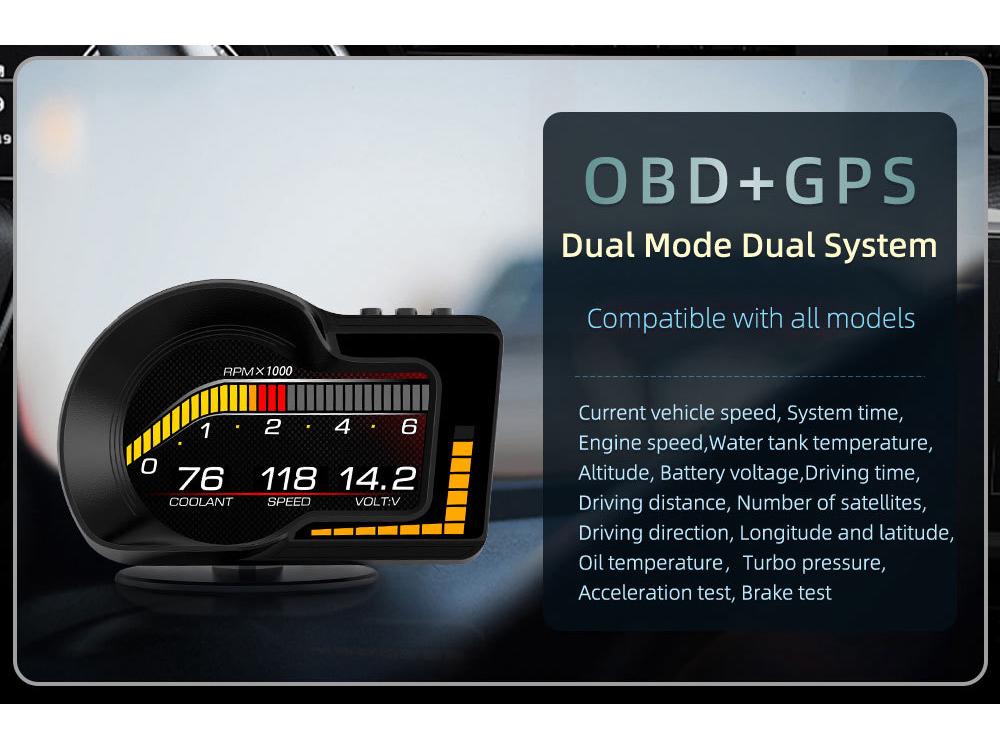 HUD для мода F15: OBD-дисплей для скорости, оборотов двигателя, температуры охлаждающей жидкости и масла, расхода топлива, турбонаддува и часов