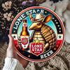 1 шт. Деревянная вывеска для пива Lone Star Armadillo, 8x8 дюймов, винтажное круглое настенное искусство, прочное, устойчивое к атмосферным воздействиям, не выцветает, идеально подходит для декора дома, офиса, бара, кафе