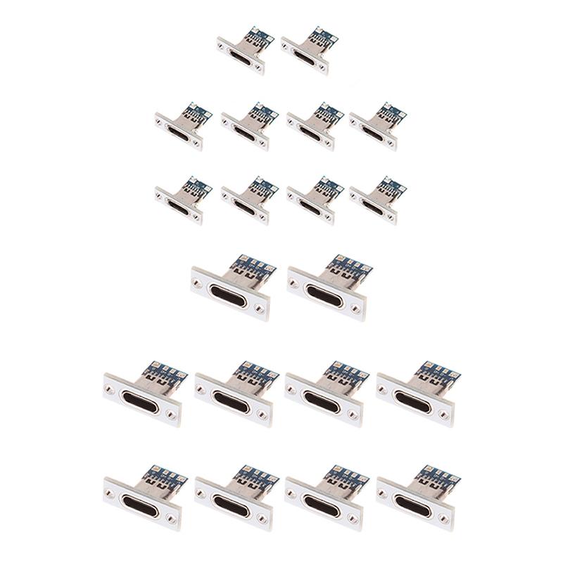 10Pcs Usb 3.1 Type C Socket Fixing Plate Type-C Usb Jack 3.1 Type-C 2Pin 4Pin Female Connector Jack Charging Port