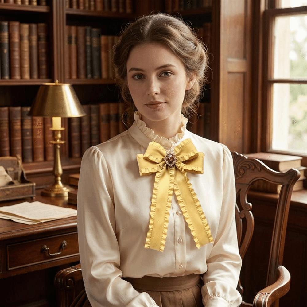 Fabric Bow Tie Detachable Bowknot Brooches Elegant Necktie Shirt Collar Pin  Unisex
