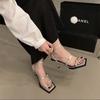 Niche французские босоножки на высоком каблуке женская обувь 2024 новое лето фея стиль темперамент черные римские туфли с тонкими ремешками