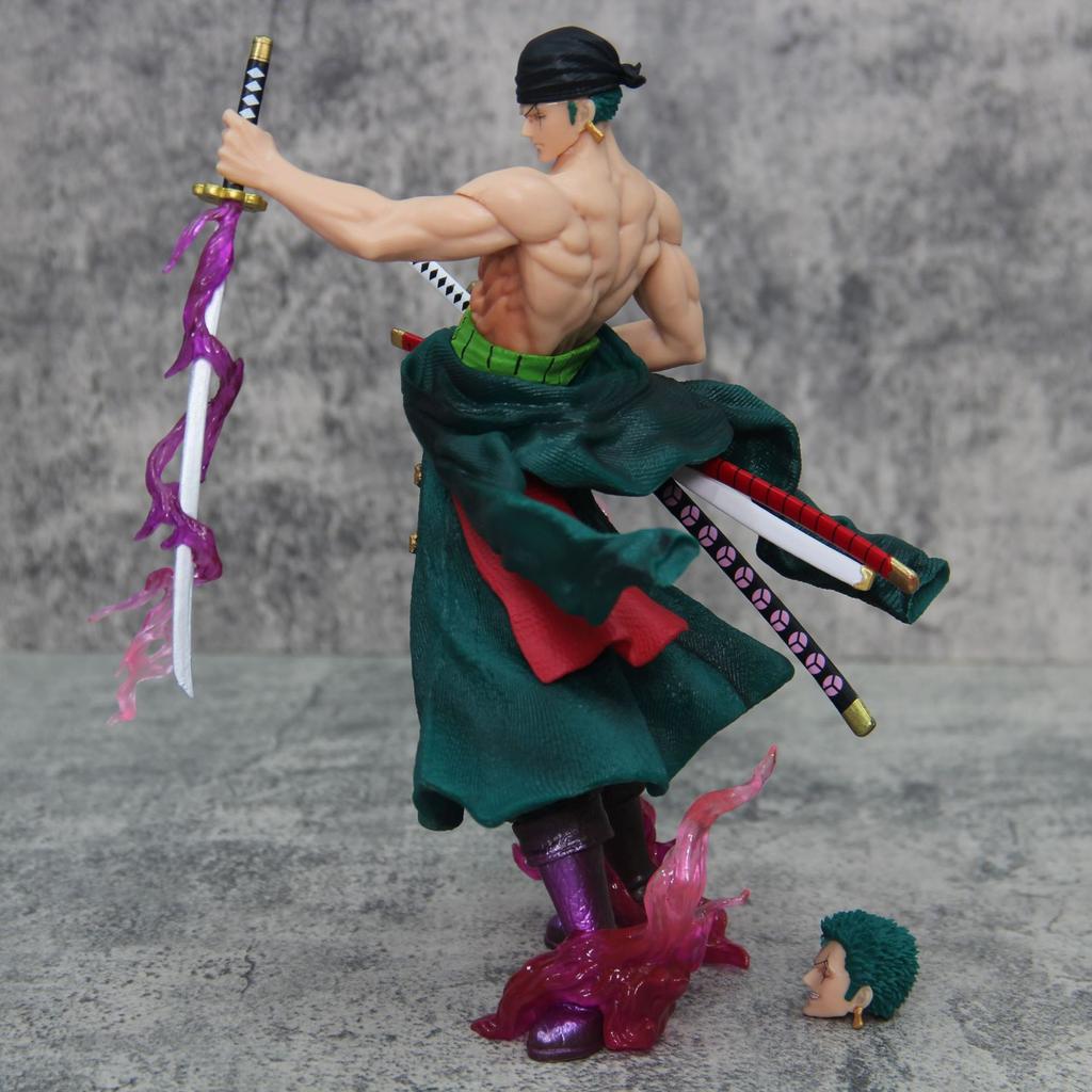 Аниме One Piece Ророноа Зоро Боевая версия. GK ПВХ Фигурка Действия 2 Головы Статуя Модель Игрушки для Детей Кукла Подарки 24см
