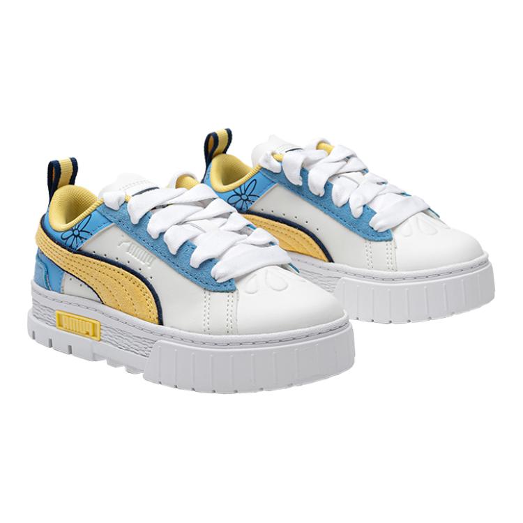 Puma Mayze Смурфики Классические Ретро Низкие Детские Кроссовки Детские кроссовки Белый Светло-желтый 394781
