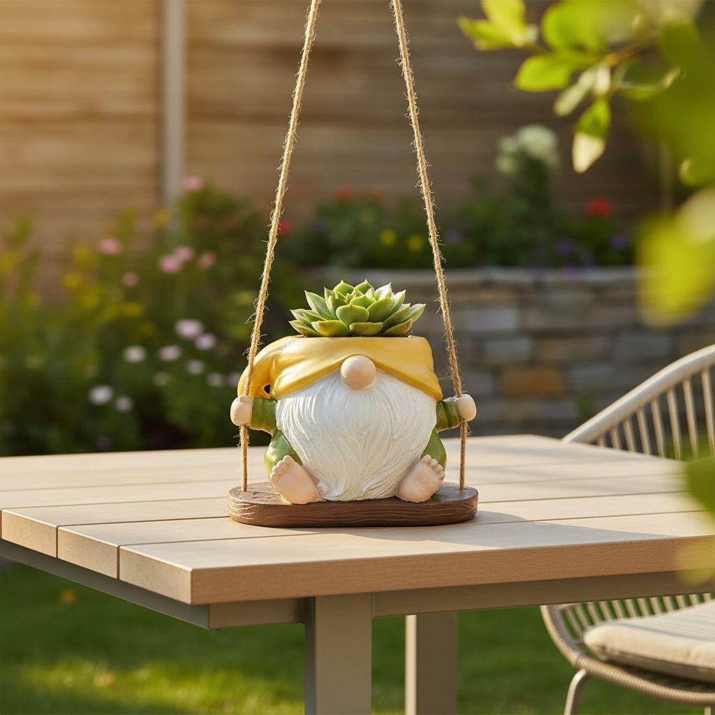 Resin Planter Pot With Swing Design For Outdoor Garden Decoration Durable And Lightweight
