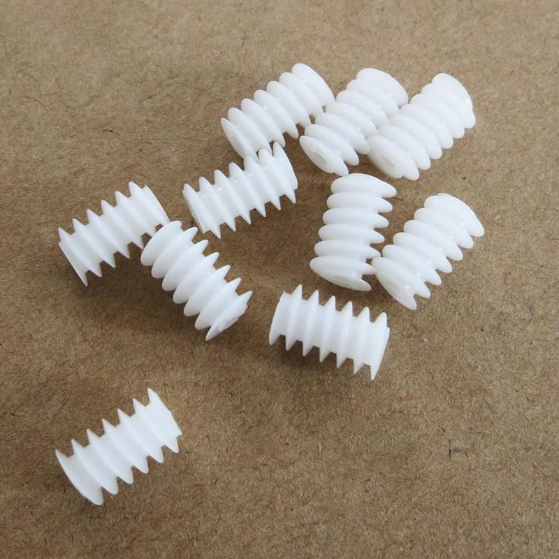 10Pcs/Lot White Right Hand Plastic 6*10 (2A) Worm Turbine 0.5 Module Reduction Gears Diy Model Parts