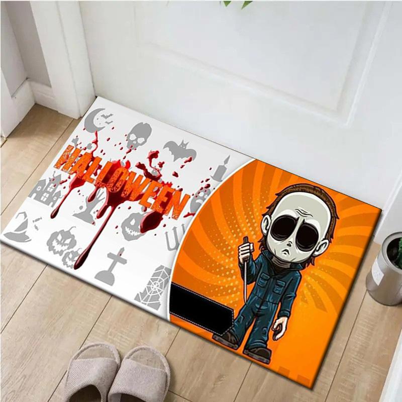 1pc Office Carpet Chair Mats Halloween Horror Icons Perfect for Office Chairs, Living Rooms, Or Bedrooms,Polyester Carpet.HDT166