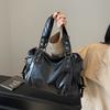Европейская Американская Винтажная Большая Мягкая Сумка-Тоут на Плечо из ПУ Кожи Повседневная Текстурированная Универсальная Сумка для Поездок