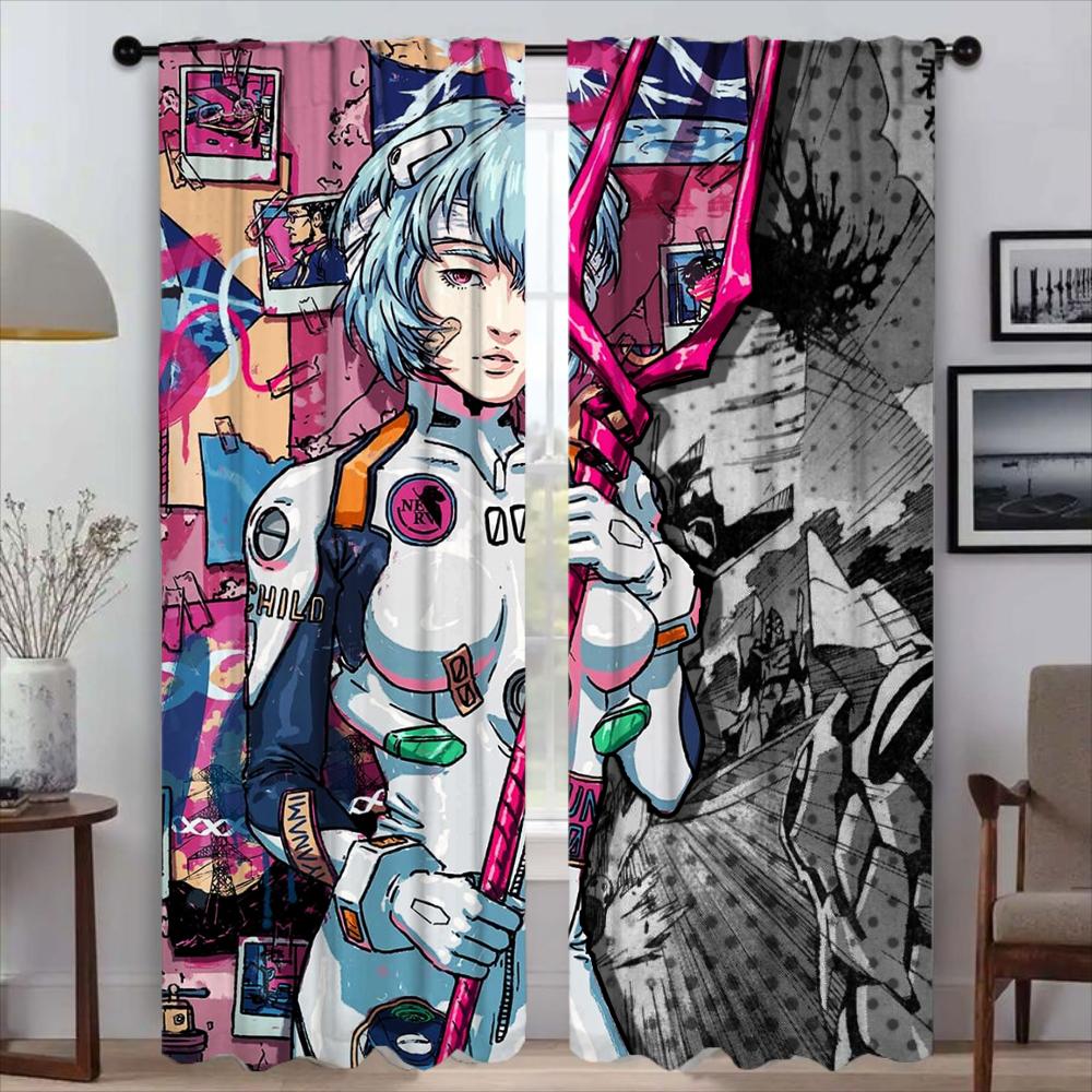 Set Of 2 Modern Evangelions Shades Living Room Curtains Camera Window Curtain Halloween Decoration Home Interior Polyester Ideal For Great