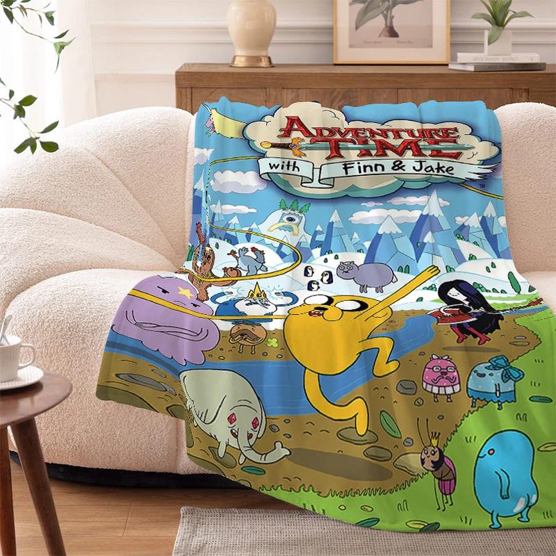 Fluffy Soft Blankets King Size A-Adventures Time Microfiber Bedding Warm Sofa Knee Fleece Camping Nap Flannel Double Bed Blanket