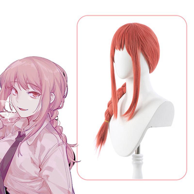 Аниме парик бензопила человек Макима косплей парики плетеные волосы длинный розовый красный парик косички термостойкие синтетические волосы Хэллоуин вечерние
