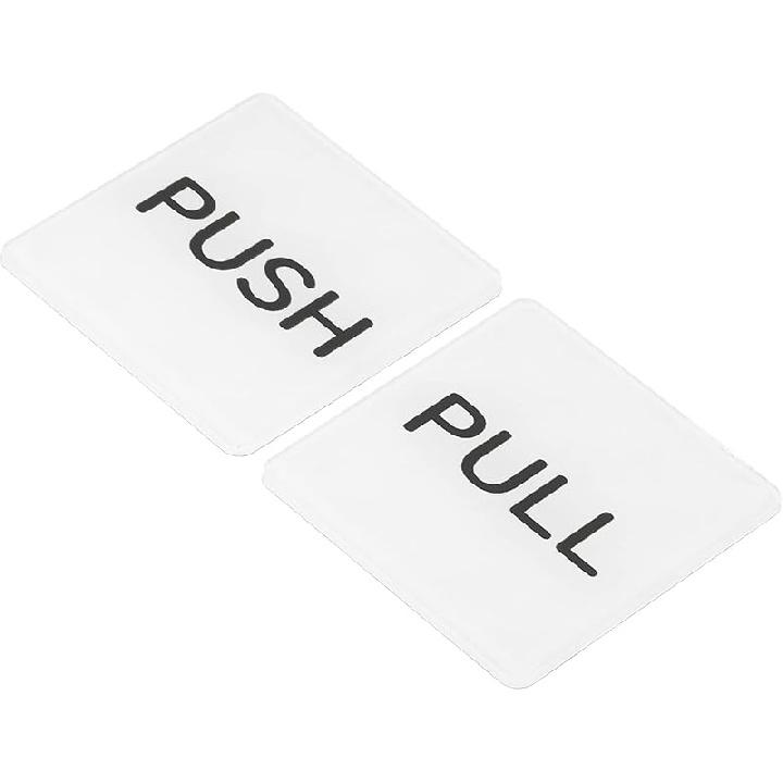 PATIKIL Push Pull Door Sign, 2 Pack Self-Adhesive Square Acrylic Gate Sticker Wall Marker for Office Store Shop, Golden