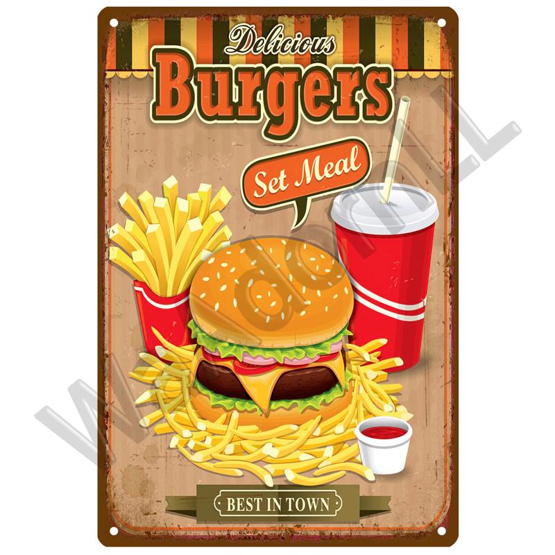 Ретро-столовая Жестяная вывеска Плакат Винтажные настенные постеры Металлическая вывеска Декоративная настенная тарелка Кухонная табличка Металлические винтажные аксессуары для декора