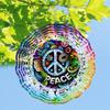 25.4cm Metal Wind Spinner 360° Rotating Hook Laser-Cut Floral Peace Symbol Outdoor Garden Decor Holiday Ornament