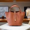 Picotin22 Half-Handmade Cowhide Strap Weave Top Handle Tote Bag For Women