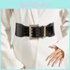 Fashion Metal Square Buckle Decorative Stone Texture Women Casual Wide Waistband For Office Wear