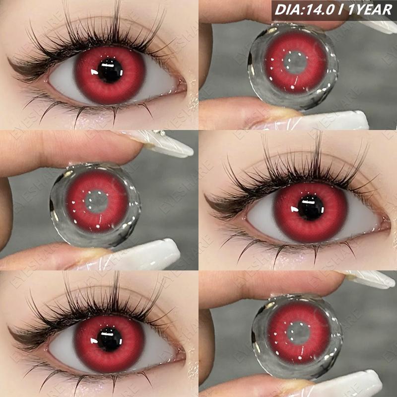 Eyeshare Various Styles of Colored Contact Lenses, Sweet and Cute Pink Contact Lenses, Gentle and Smart Blue and Gray Lenses, 2 Pieces/Pair Per Year