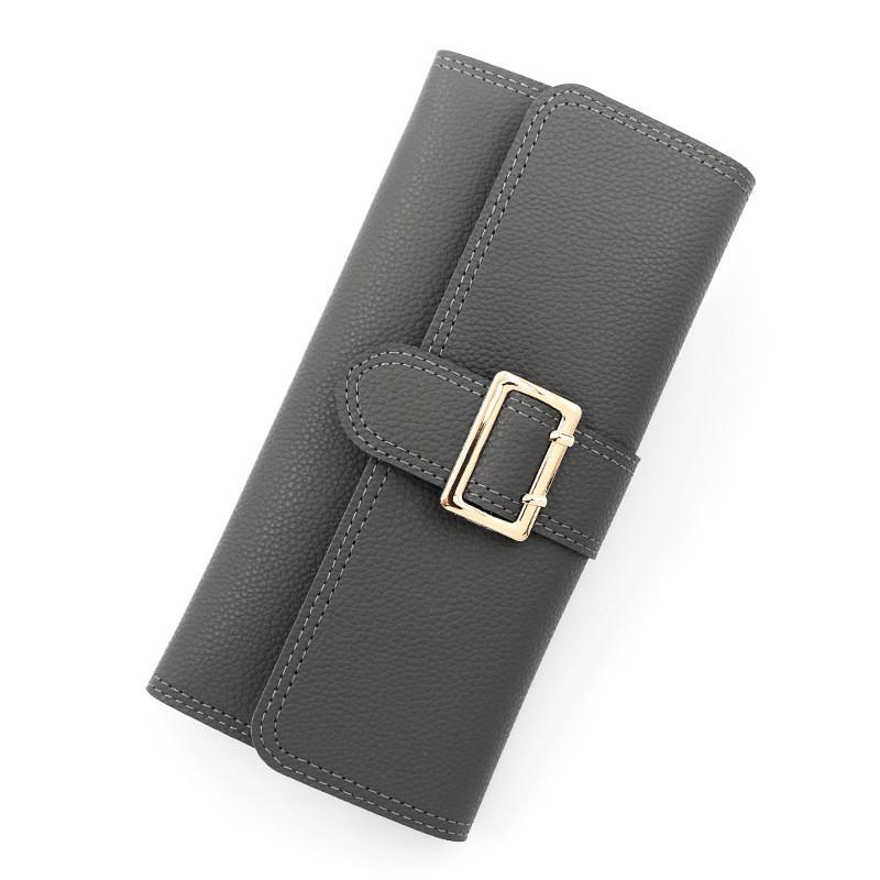 Ladies Pu Leather Slim Wallet With Three Fold Design For Daily Use