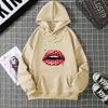 Loose Long Sleeve Women's Hoodie Lip Print Trendy Plus Size Cross-Border Pattern Crew Neck Regular Length Girl Style