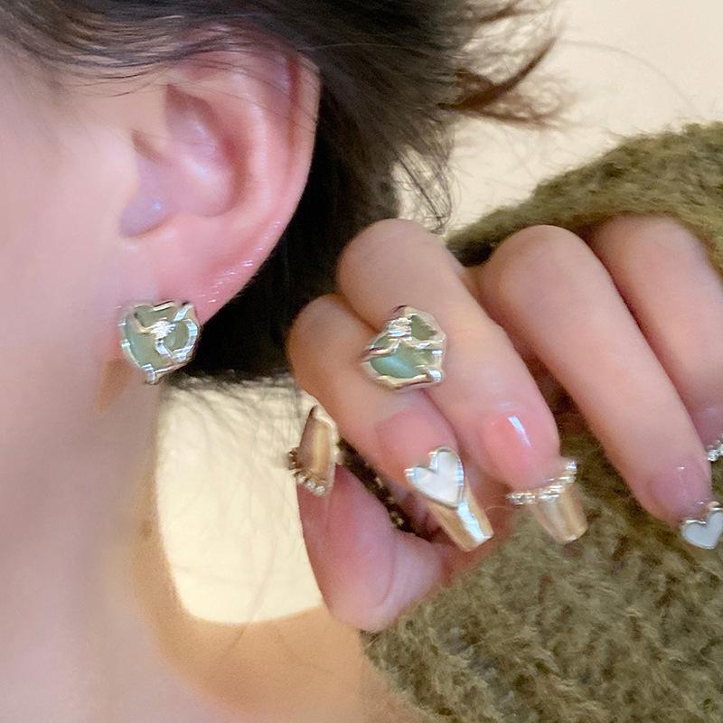 Квадратные серьги с зеленым виноградом и цирконием для женщин — свежий, простой и универсальный дизайн