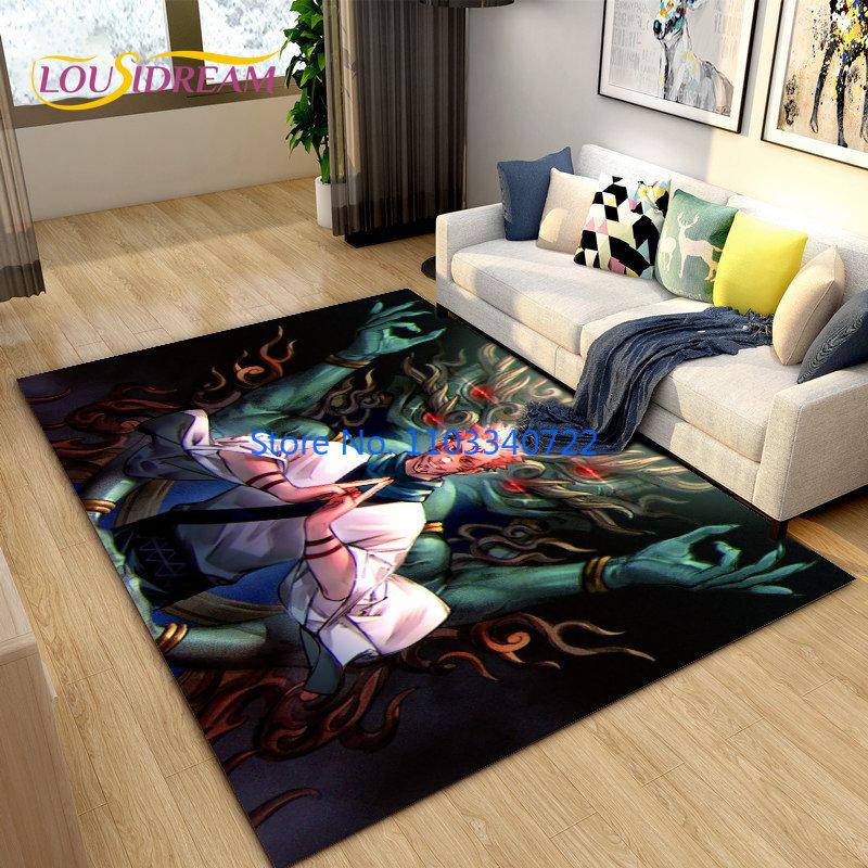 Коврик с рисунком аниме-джиу-джитсу кайсэн 120x160 см для декора гостиной, детской спальни, дивана, ванной комнаты, детского напольного коврика