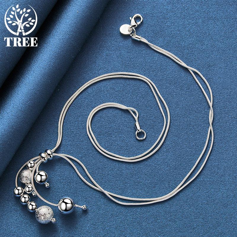 AliZero из стерлингового серебра 925 пробы, двойная цепочка в виде змеи, матовое гладкое ожерелье из бисера для свадебной вечеринки, модные украшения