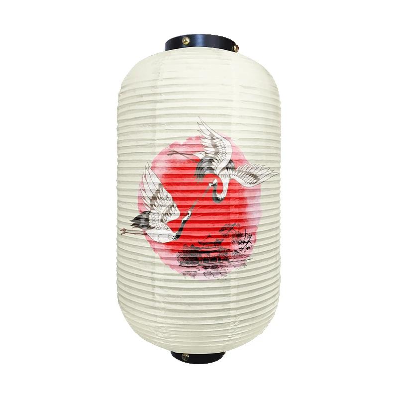 Chinese Traditional Crane Pattern Lantern Beautiful Ukiyo-e Style Paper Cuisine Sake Pub Bar Izakaya Restaurant Decor Lantern