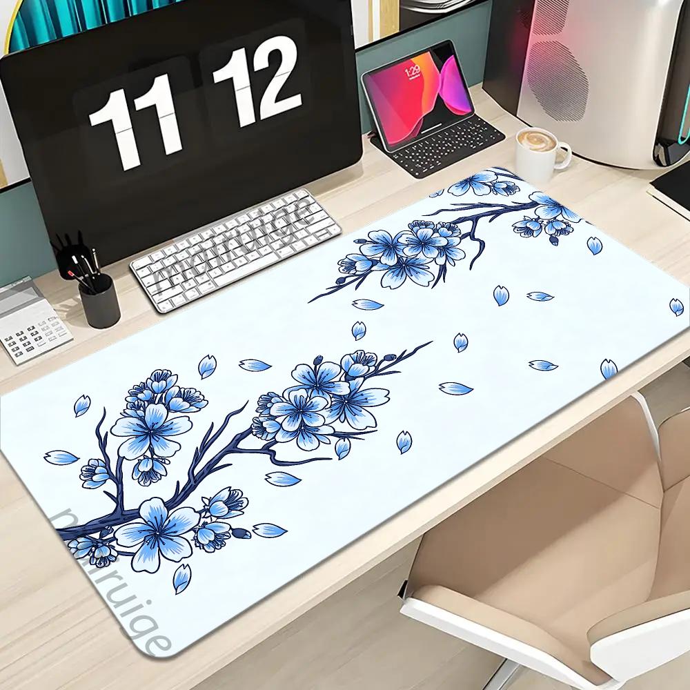 Cherry Blossom Sakura Mouse Pad Large Computer Office Game Table Mat Rubber Anti-slip Stitched Keyboard Mats 90x40 XXL Desk Pads