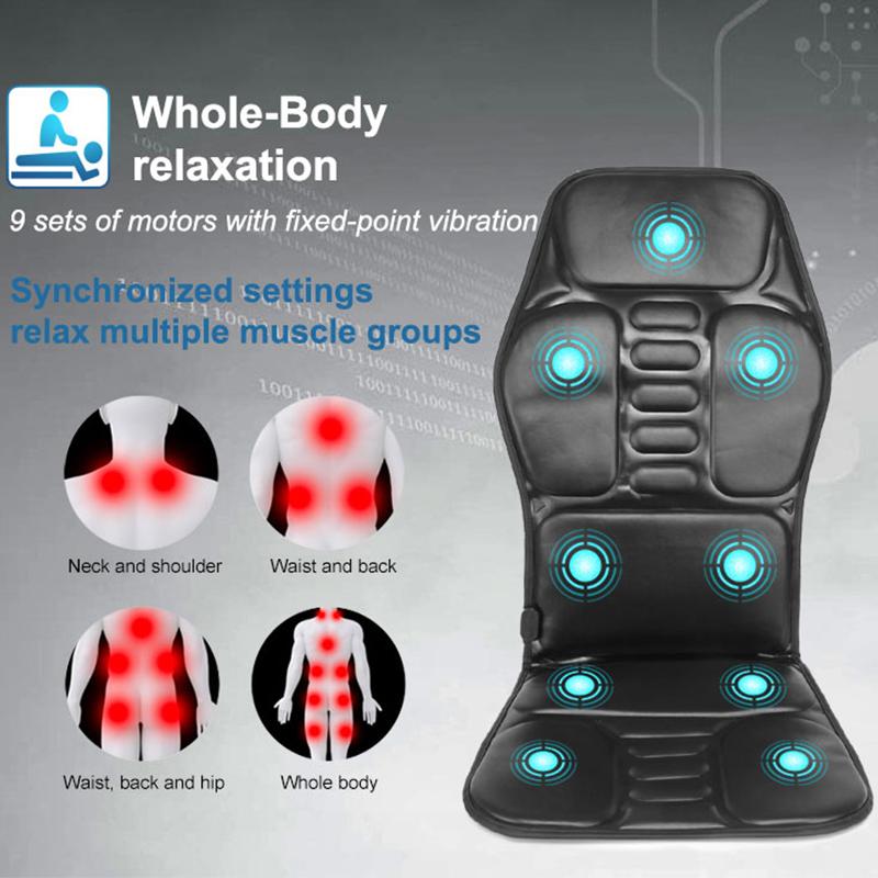 Электрический вибрирующий массажер для спины с подогревом, кресло для автомобиля, дома, офиса, поясничный, шейный матрас для облегчения боли CDN