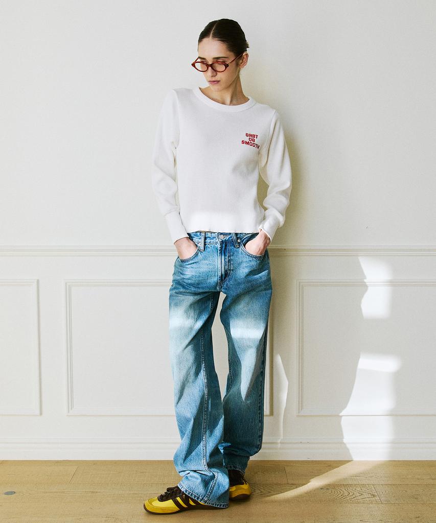 GREENBUTTER Waffle Long Sleeve Tee (Ivory)