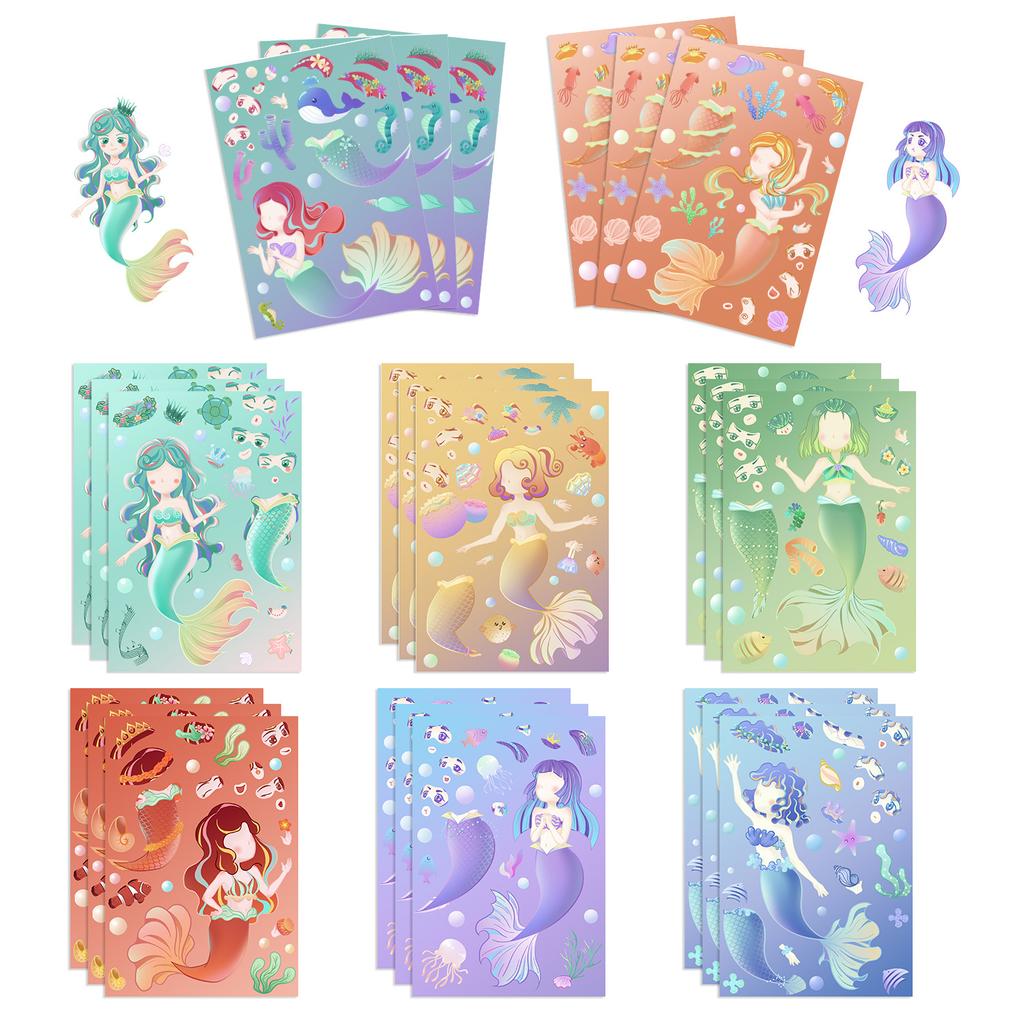 8 Cartoon Little Mermaid Stickers Hand DIY Decorative Hand Account Mobile Phone Case Decoration Waterproof Stickers