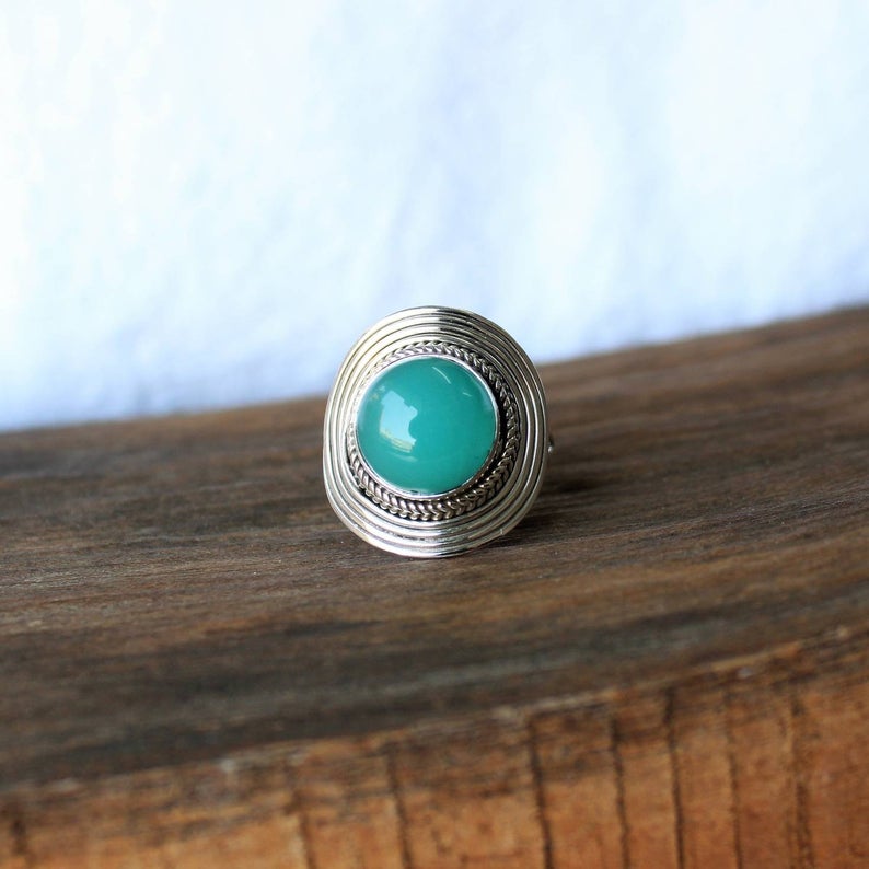 Кольцо с натуральной бирюзой, Кольцо из стерлингового серебра 925 пробы, Кольцо ручной работы, Круглое кольцо с бирюзой, Кольцо с камнем декабря, Счастливое кольцо, Новогодний подарок,