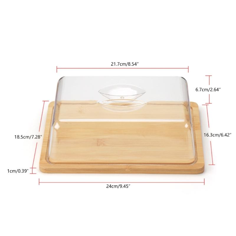 Герметичная масленка с пластиковой крышкой Прямоугольный контейнер для масла для столешницы и холодильника Бамбуковый поднос для хранения масла