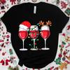 Christmas Wine Women's T-shirt Fun Cartoon T-shirt Kawaii Fashion T-shirt Korean Women's Top Christmas Wine T-shirt