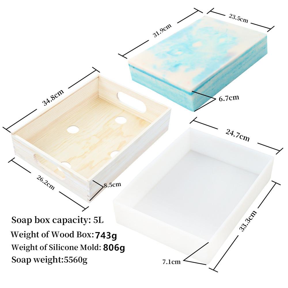 2.5/5L Square Rectangle Soap Making Mold Wooden Box Silicone Liner DIY 8KG Soap Mold With Wooden Box 8000ml Wood Soap Mould