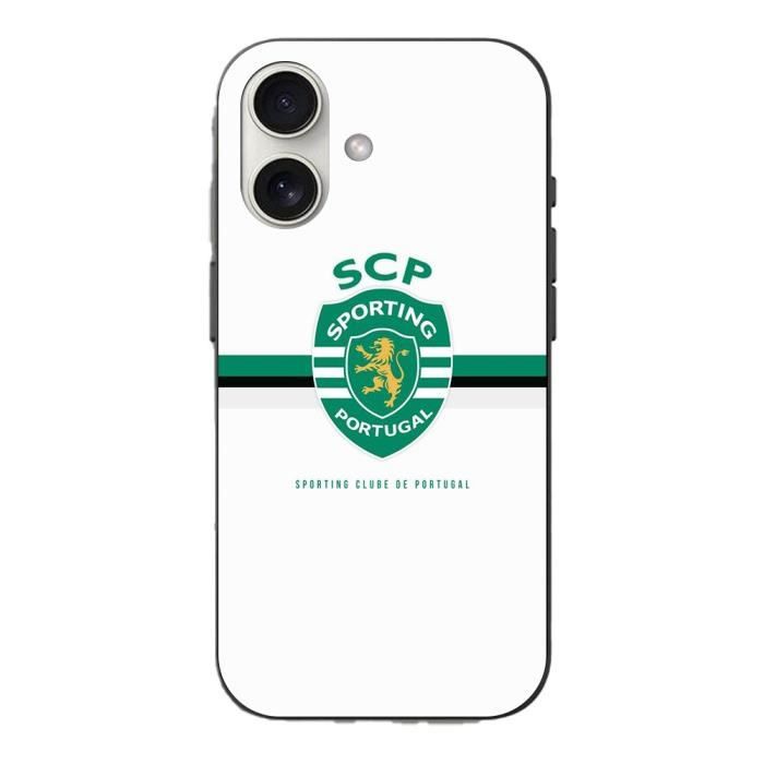 Чехол для iPhone 16 - SCP Sporting Portugal - Белый фон - Гибкий - Спортивный - Унисекс