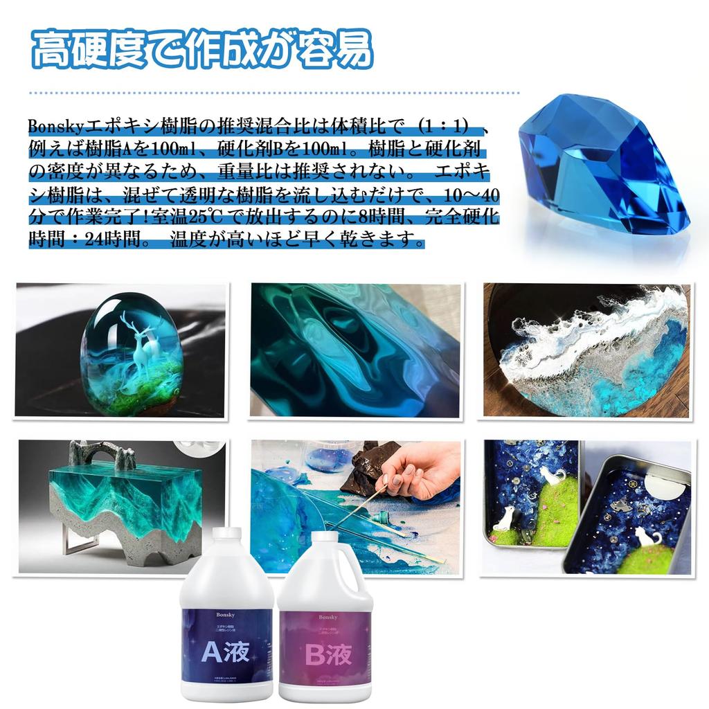 Эпоксидная смола Bonsky Эпоксидная смола Жидкая Большая емкость A Объемное соотношение Высокая прозрачность Высокая твердость Устойчива к пожелтению Проста в эксплуатации