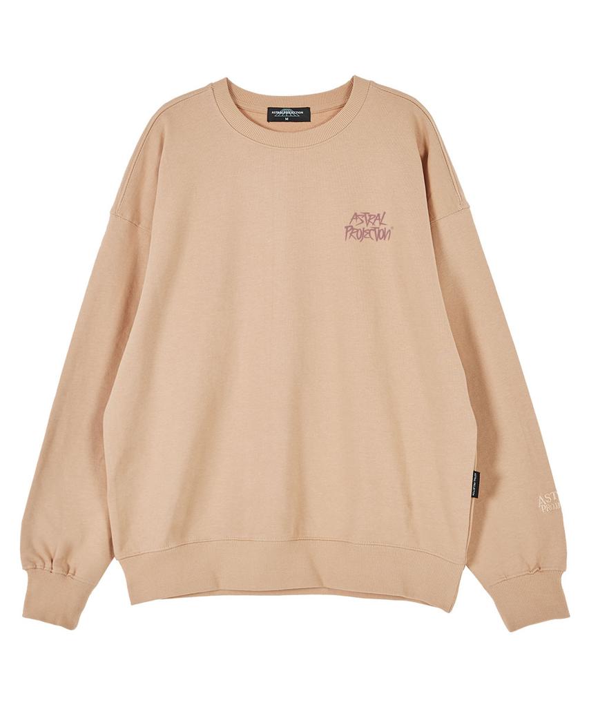 ASTRAL PROJECTION Graffiti Lettering Oversized Drop Shoulder Sweatshirt_Peach