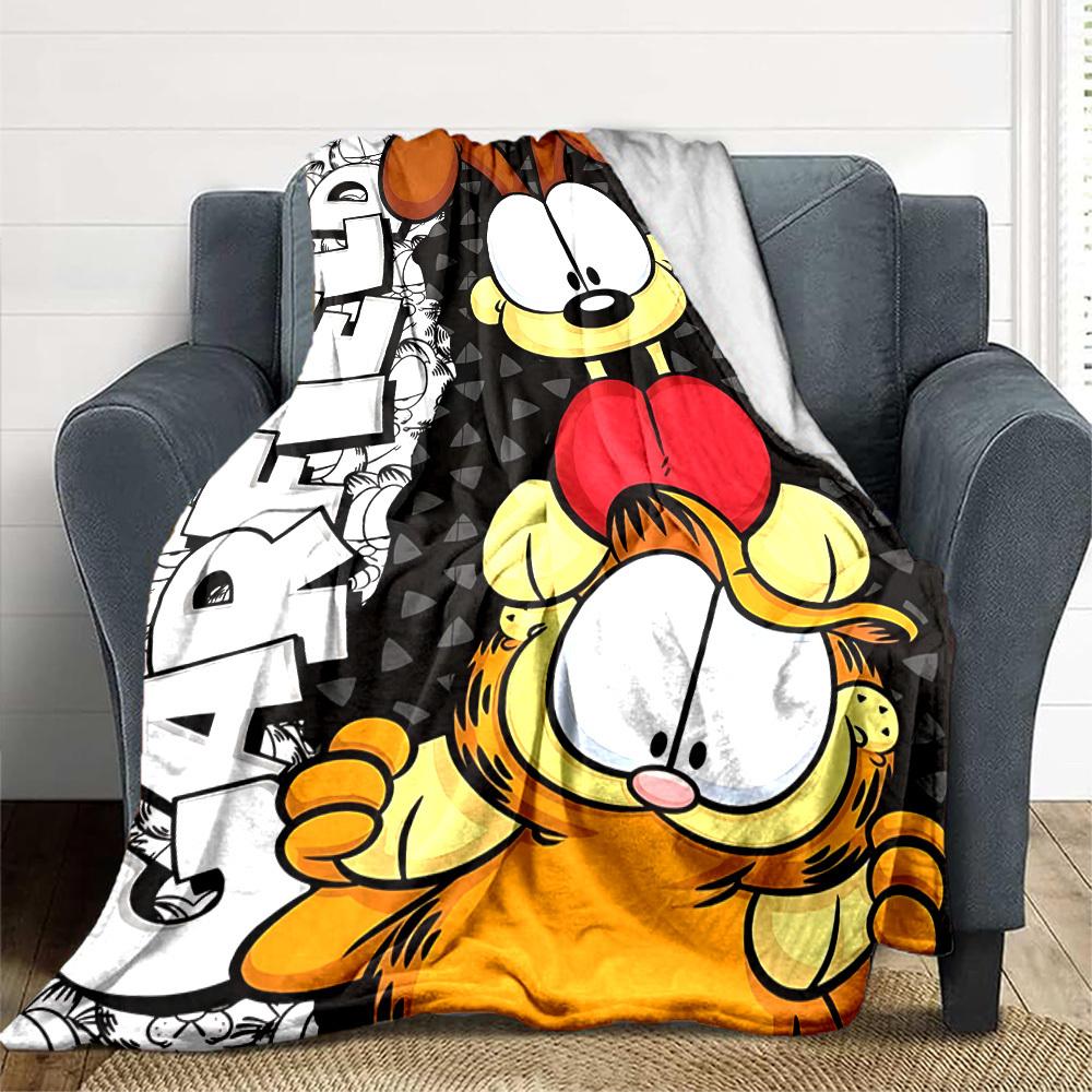 1 шт. Фланелевое покрывало с героями Garfield, HD-печать, легкое, мягкое, теплое, всесезонное, для дивана, кровати, путешествий, кемпинга, можно стирать в машине
