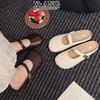Leather Soft-soled Mary Jane Shoes Bag Head Half Slippers Women's Summer Wear New with Skirt Lazy Sandals Single Shoes