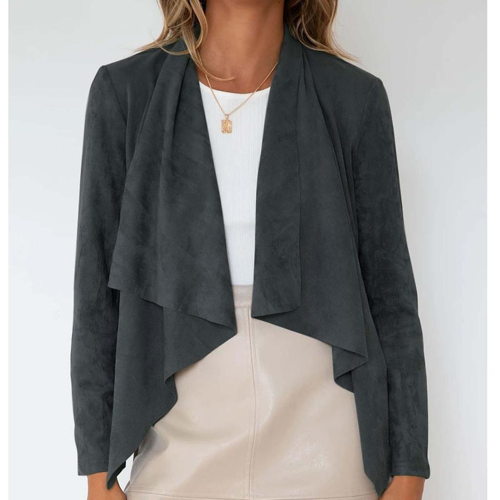 Women's Casual Solid Color Imitation Deer Long Sleeved Jacket, Fashionable Loose Jacket