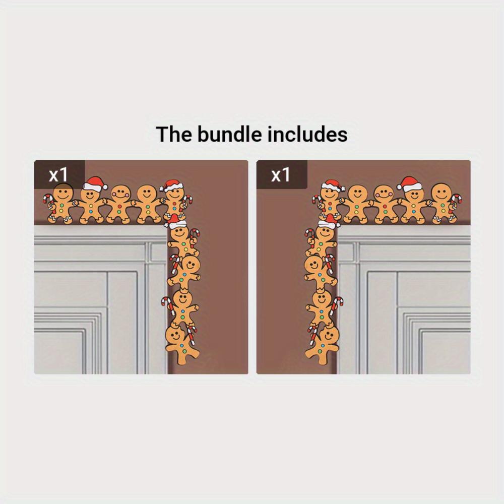 1 шт. Пряничный человечек Рождественский дверной знак, Деревянное угловое украшение для гостиной, спальни, офиса, для помещения и улицы