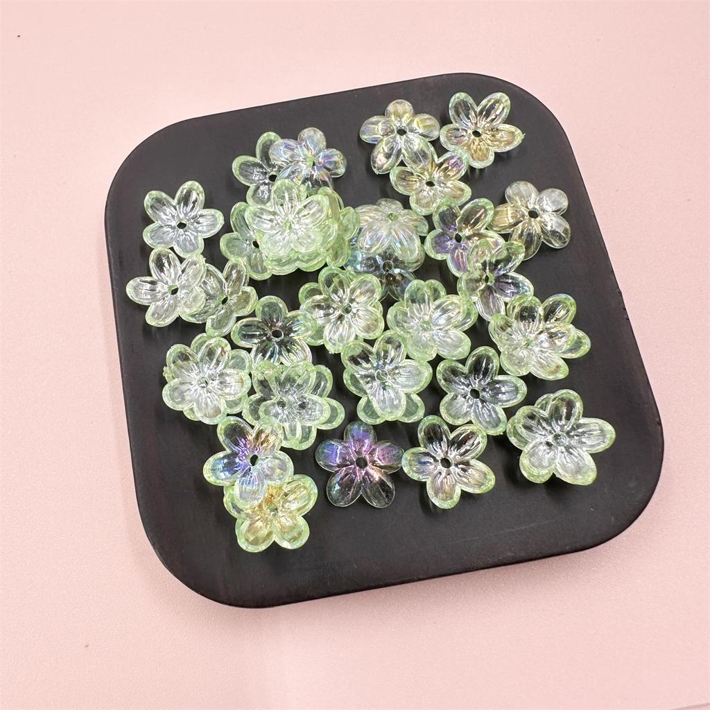 100 шт., прозрачные, около 12 мм, свободные бусины, материал ручной работы, пятилепестковый цветок, акриловое покрытие, цветной пластик, ювелирные аксессуары, цветочек