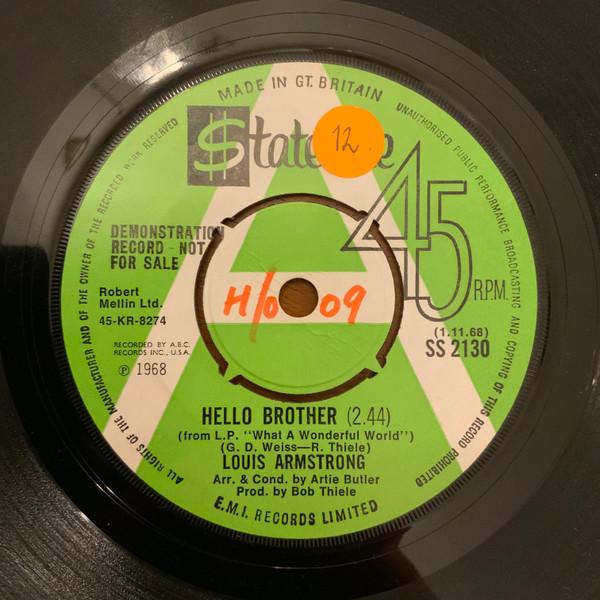 7inch Record LOUIS ARMSTRONG - Hello Brother SS2130PROMO Stateside 1968 UK Pop Used