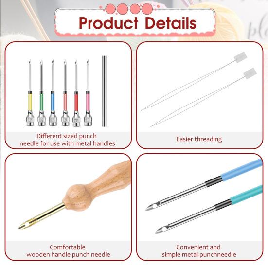 Набор игл для вышивки Полный набор игл для вышивки с нитевдевателем Иглы из нержавеющей стали с деревянной ручкой для взрослых начинающих DIY Craft
