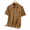 Летняя тонкая дышащая модная мужская рубашка поло на молнии с накладным карманом на лацкане и коротким рукавом